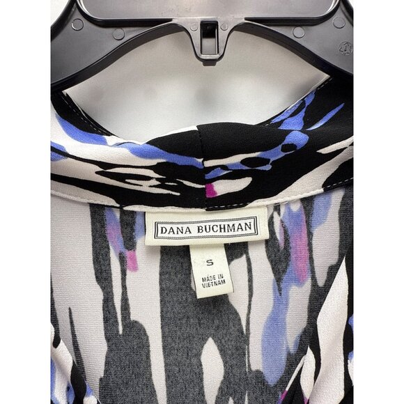 Dana Buchman Sleeveless Cowl Neck Blouse S Multicolor Abstract Stretch Top - Picture 3 of 6